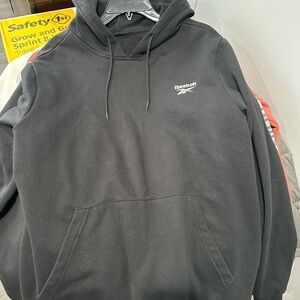 Reebok Black Pullover Hoodie with Small White Logo